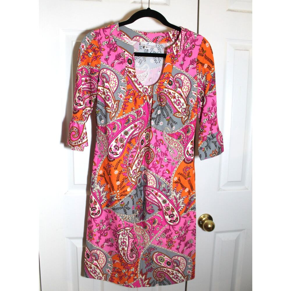 Jude Connally Nancy Pink Paisley Shift Dress sz S